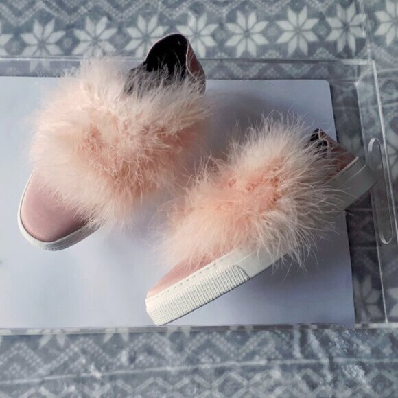 NIB NWT ZCD Montreal pink satin & feather sneakers, 37 - Picture 7 of 11